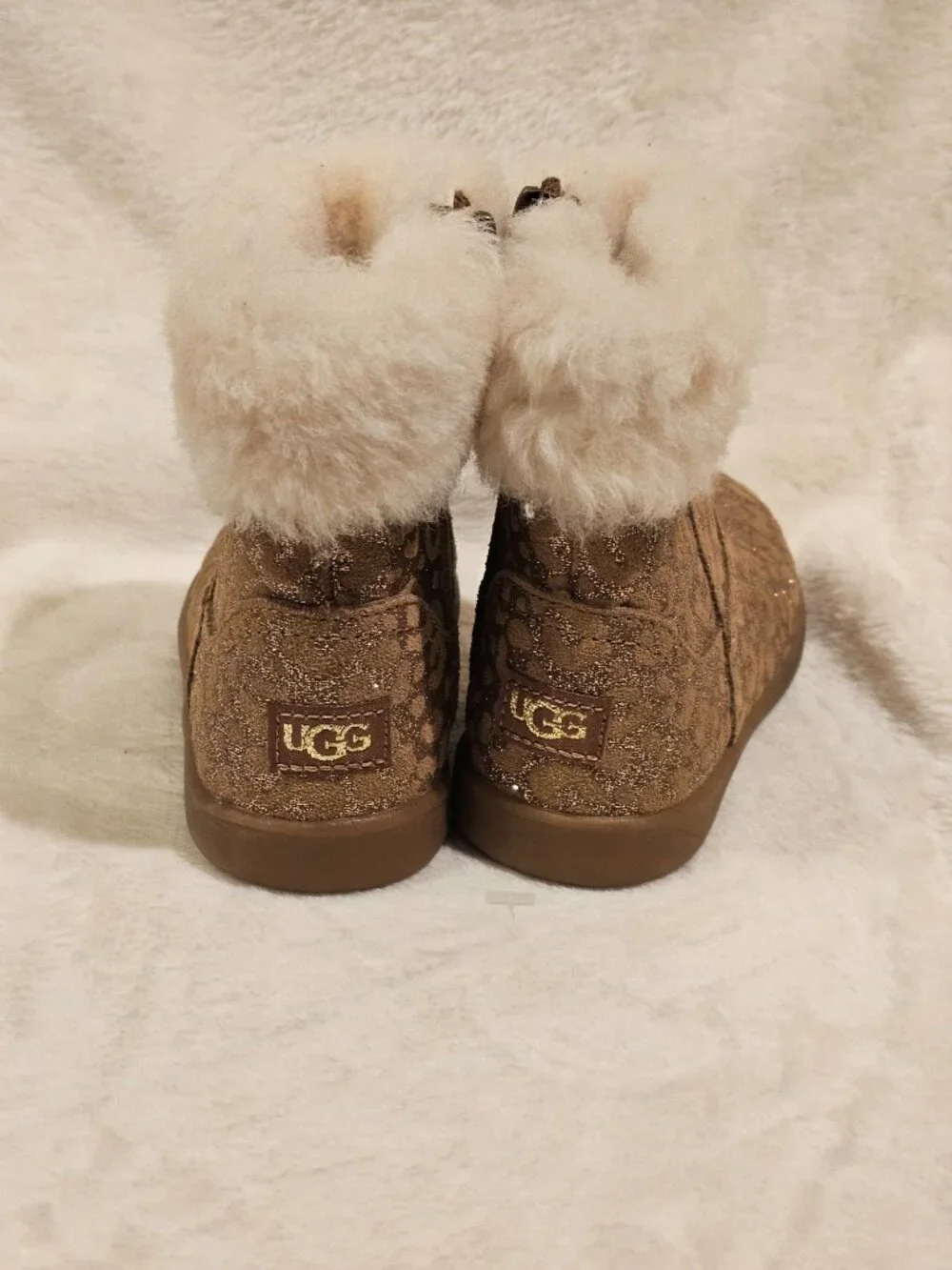 UGG® Girls' Jorie II Glitter Leopard Print Booties (8)